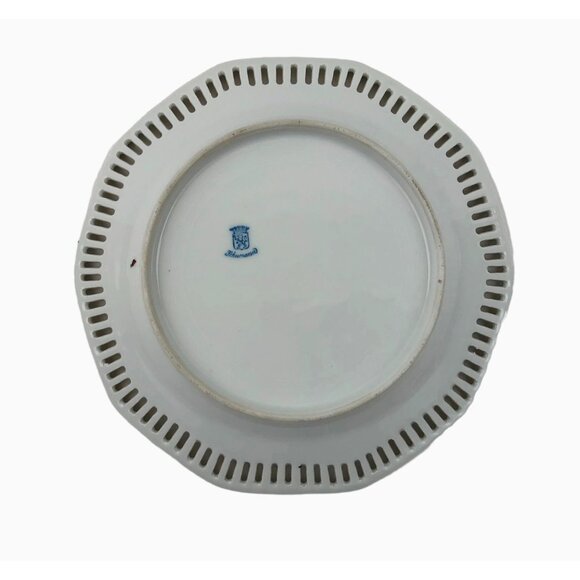 Schumann Small Plate Bavaria Floral Pattern Reticulated Gold Trim Vintage - Picture 6 of 10